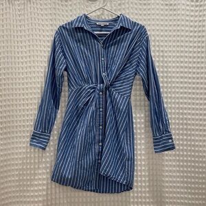 Steve Madden Knot Waist Striped Shirt Dress - XS